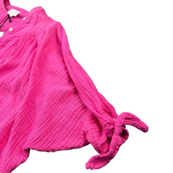 NWT Felicite 100% Cotton Short Sleeve Gauze Top With Tie Sleeves Size Small - Picture 2 of 7
